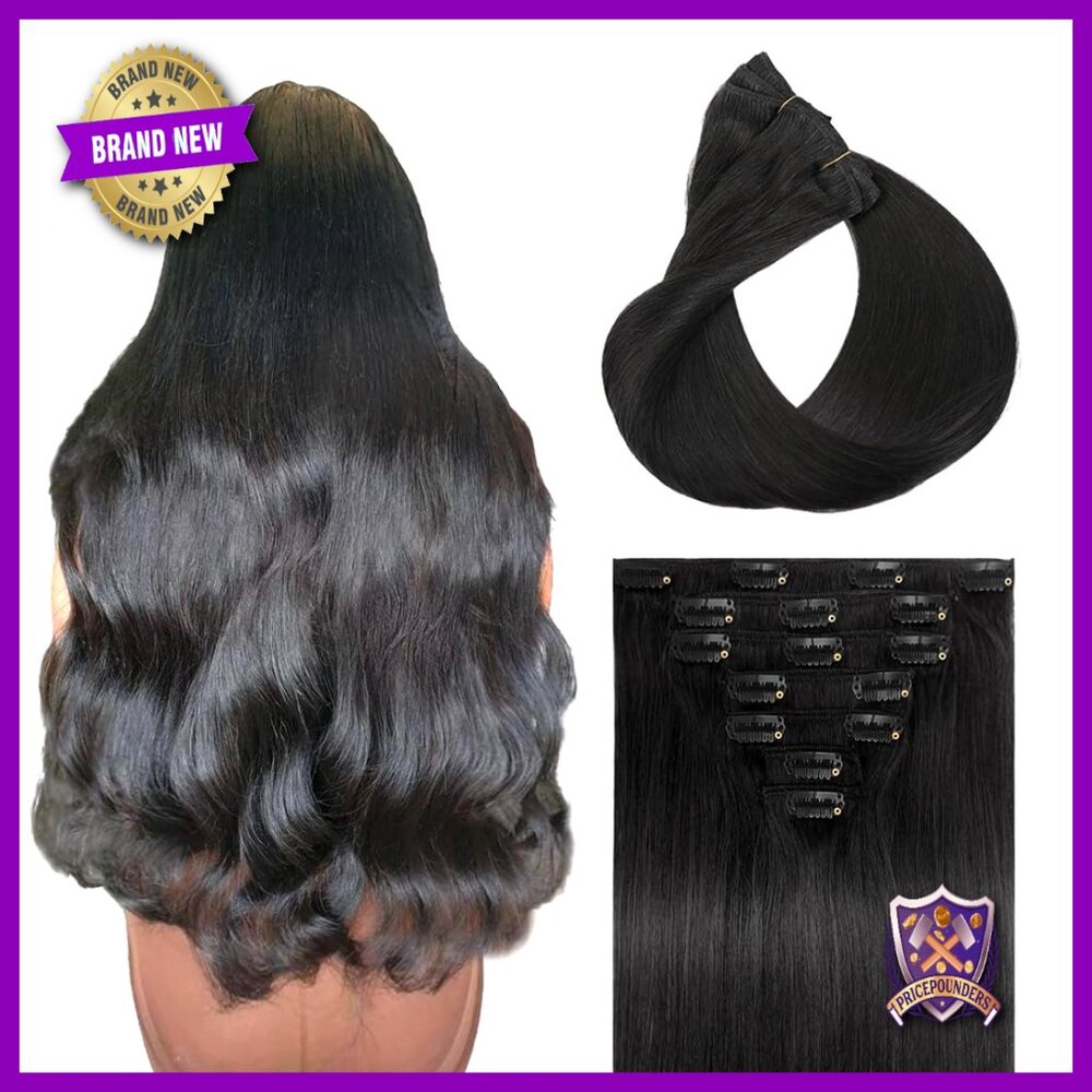 Real Human Hair Clip-In Extensions 16 Inch Seamless Invisible Lightweight